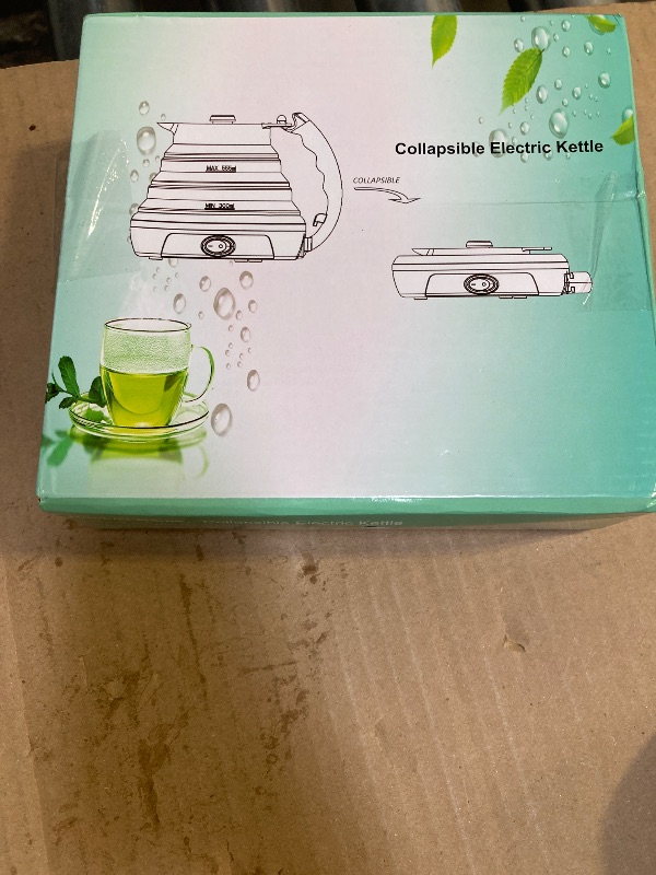 Photo 1 of 110V 555ML Ultrathin Travel Foldable Electric Kettle with Separable Power Cord and Handle, Boil Dry Protection, Food Grade Silicone
