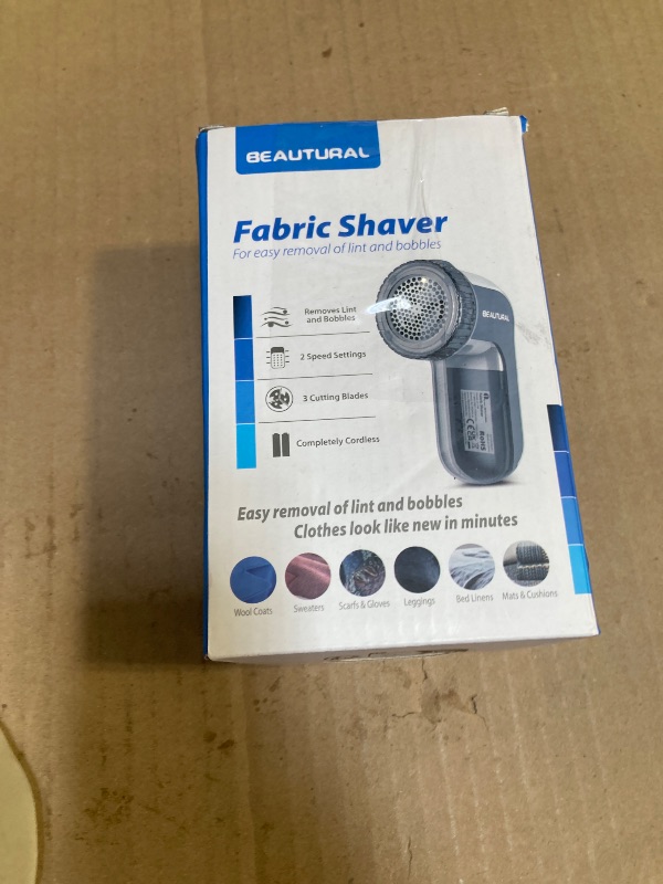 Photo 1 of BEAUTURAL Fabric Shaver and Lint Remover, Sweater Defuzzer with 2-Speeds, 2 Replaceable Stainless Steel Blades, Battery Operated, Remove Clothes Fuzz, Lint Balls, Pills, Bobbles Gray
