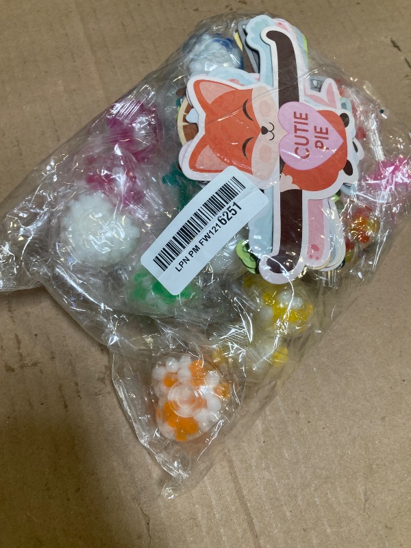 Photo 1 of 24Packs Valentines Day Heart Stress Balls with Cards,Squishy Squeeze Balls Bulk Fidget Toys for Adults,Stress Relief Balls,Classroom Exchange
