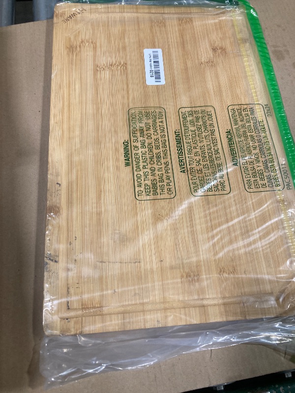 Photo 1 of Hiware Extra Large Bamboo Cutting Board for Kitchen, Heavy Duty Wood Cutting Board with Juice Groove, 100% Organic Bamboo, Pre Oiled, 18" x 12"