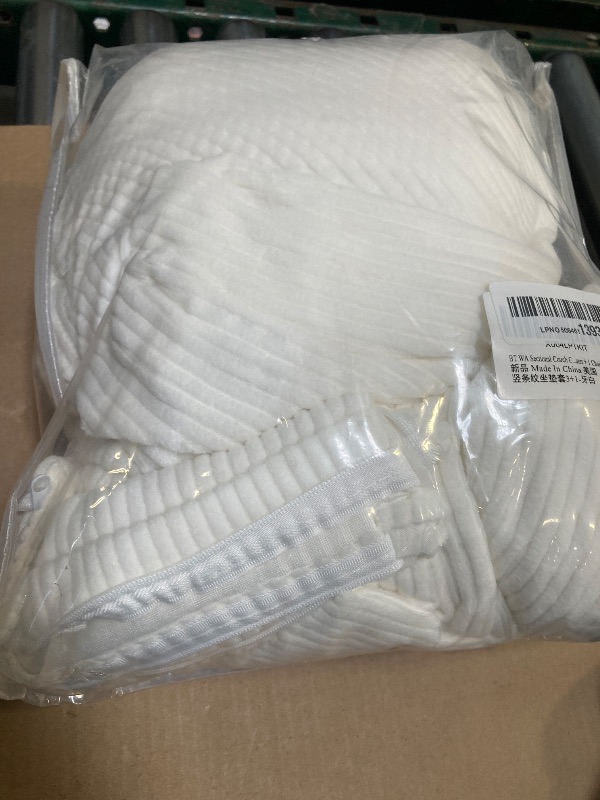 Photo 1 of BT.WA Sectional Couch Covers for Sofa Cushion L Shaped Couch Cover Washable Soft Couch Cushion Covers Stretch Sofa Slipcovers with 2 Pcs Pillowcases(4-Piece 3 Seater + 1 Chaise, White)