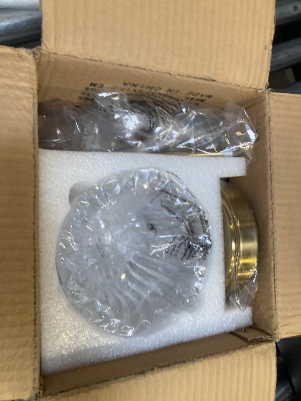 Photo 1 of BOXCUPIN Modern Wall Sconces with Clear Flower Glass Shade 1 Pack, Mid Century Bathroom Vanity Wall Light Fixtures Gold Vintage Wall Lights with Switch for Mirror Bedroom Living Room