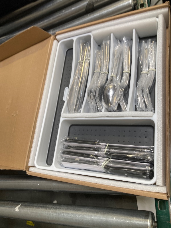 Photo 1 of 49-Piece Silverware Set with Organizer, Heavy Duty Stainless Steel Flatware Set for 8, Cutlery Utensil Sets with Steak Knives, Rust-proof, Mirror Polished, Dishwasher Safe, Heavy Duty