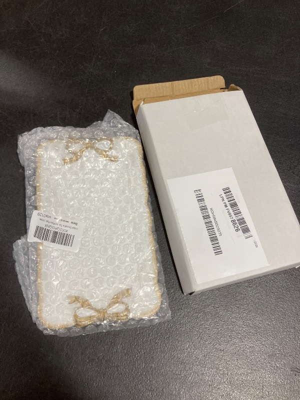 Photo 1 of Warmtree Vintage Jewelry Organizer, Decorative Tray for Jewelry, Towel, Storage, Rings, Bracelets, Earrings, Cosmetics, Retro Design, Bow Decor Resin Plate Coquette for Room Decor, White