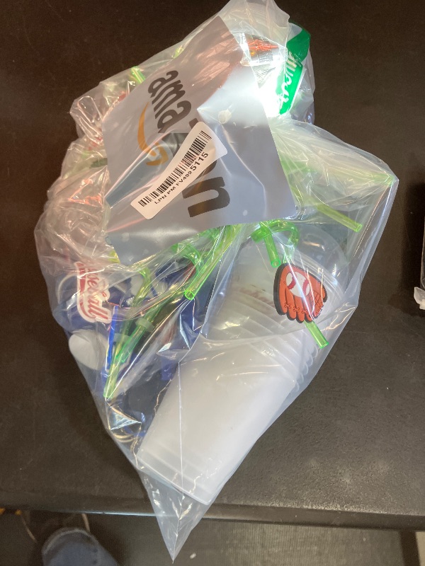 Photo 1 of Sweetude 121 Pcs Baseball Party Favors Gifts Baseball Goodie Bags Favors Sports Team Gifts Include Cups with Lids Straws Goodie Bags Keychain Silicone Wristbands Stickers Whistles for Birthday Decor
