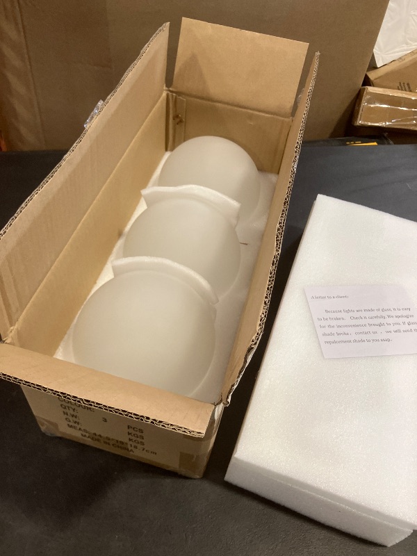 Photo 1 of 3 Pack White Frost Glass Shade Replacements, Globe Glass Lamp Shade Covers for Light Fixtures, 1.65 Inch Fitter Globes Lampshades for Wall Sconces Chandelier Pendant Lights Bath Vanity Lights