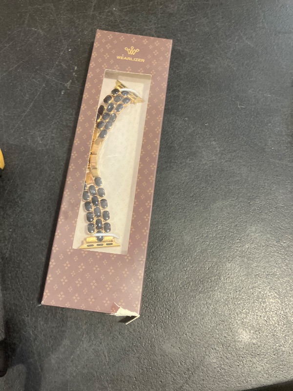 Photo 1 of Wearlizer Metal Bracelet Compatible with Apple Watch Bands for Women 40/38/41/42mm (Series 11/10), Gold Dressy Designer Jewelry Enamel Stainless Steel Strap for iWatch Band SE Series 9/8/7/6/5/4/3/2/1