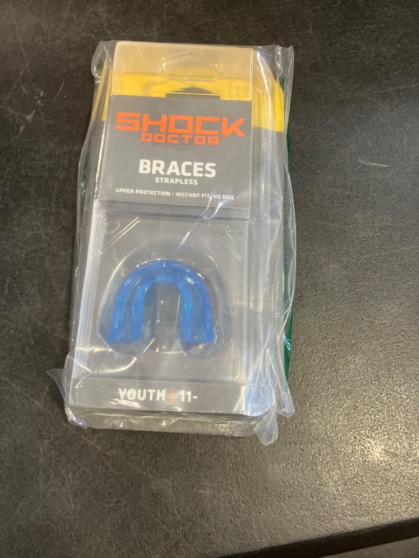 Photo 1 of Shock Doctor Mouth Guard for Braces, Upper Teeth Protection, Instant Fit, Adult & Youth Sizes,Blue