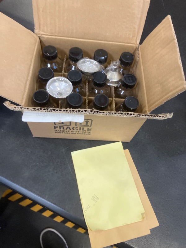 Photo 1 of 12 Pack, 2 oz Small Clear Glass Bottles w/Lid & 3 Funnels - 60ml Boston Shot Bottles for Health, Immunity, Potion, Wellness, Sample, Ginger, Juice - Mini Personal Care & Beauty Travel Bottle