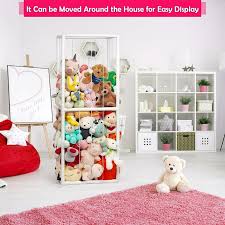 Photo 1 of  Stuffed Animal Storage Holder, Toy Organizer, PVC Plush Storage Organizer Shelf for Kids Play Room, White