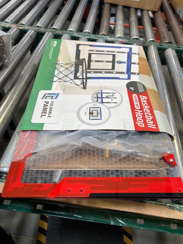 Photo 1 of 24" x 16" Indoor Large Basketball Hoop Toy - Upgraded Adjustable Height Basketball Hoop Over The Door with Scoreboard/2 Balls, Basketball Toys Christmas Birthday Gifts for Kids & Adults(Red)