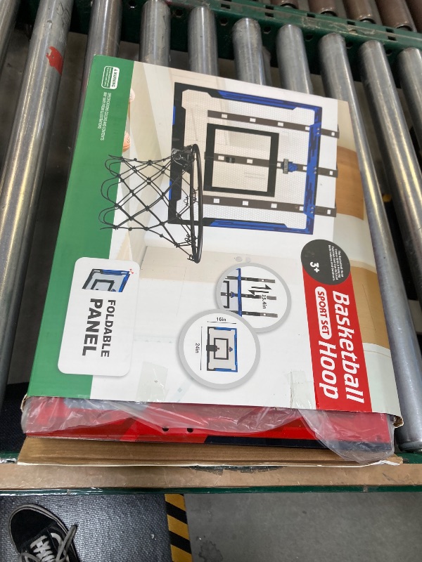 Photo 1 of 24" x 16" Indoor Large Basketball Hoop Toy - Upgraded Adjustable Height Basketball Hoop Over The Door with Scoreboard/2 Balls, Basketball Toys Christmas Birthday Gifts for Kids & Adults(Red)