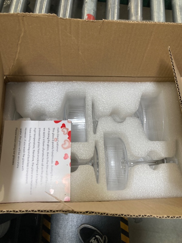 Photo 1 of 4 Pcs Ribbed Coupe Glasses, 10 oz Large Vintage Martini Glass Set, Unique Margarita Glass, Classic Cocktail Galssware, Ribbed Bar Drinking Glasses Set for Cocktail, Wine, Champagne, Espresso & Gift