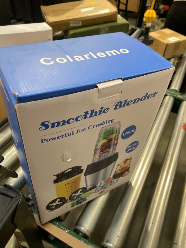 Photo 1 of Colarlemo 12-Piece Smoothie Blender Maker 25,000 RPM Personal Blender for Ice Crushing Smoothies & Frozen Drinks Nuts with 23oz, 32oz, 37oz Portable Cups Two 6-Leaf Stainless Steel Blades, Silver