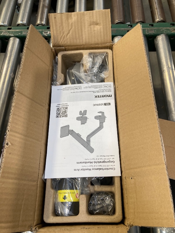 Photo 1 of monTEK Single Monitor Arm with USB for 17-40 Inch Screens, Up to 24.3lbs, Heavy Duty Monitor Mount with VESA Mount, Full Motion Adjustment Monitor Stand C-Clamp/Grommet Base,VESA 75/100mm