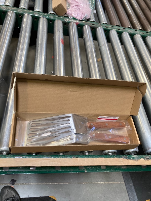 Photo 1 of 2 Pack Offset Fish Spatula Turner, Stainless Steel Slotted Spatulas for Flipping, Turning, Frying & Grilling, Offset Metal Slotted Spatulas, Wooden Full Tang Handle