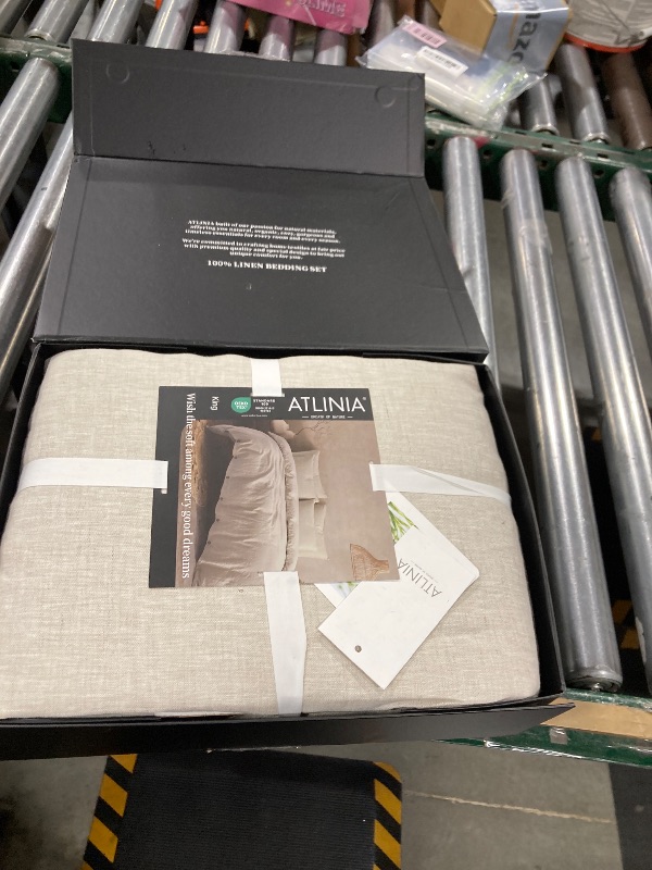 Photo 1 of ATLINIA 100% Flax Linen Duvet Cover Set - Stone Washed Pure French Linen Organic Fabric for Farmhouse Comforter Boho Bedding Included 1 Duvet Cover 2 Pillow Shams(Natural, King)