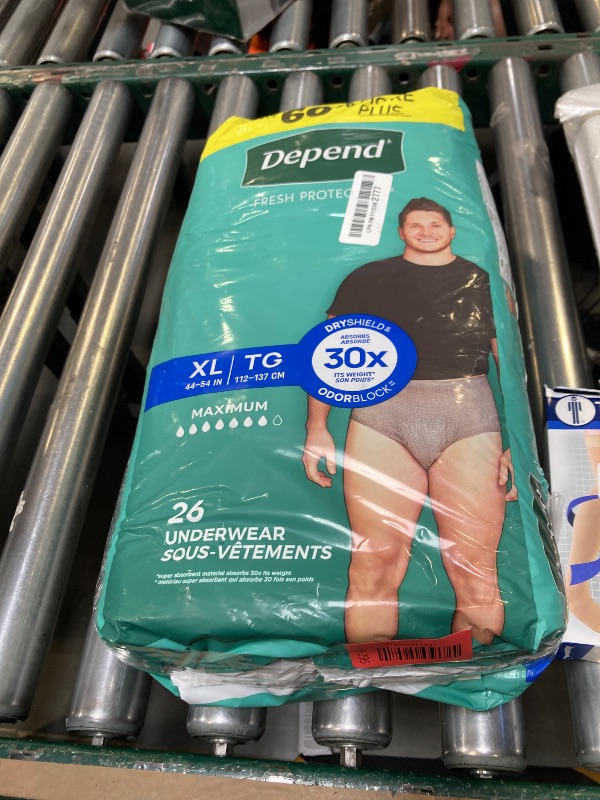Photo 1 of Depend Fresh Protection Adult Diapers, Incontinence Underwear for Men, Disposable, Maximum, Extra-Large, Grey, 26 Count, Packaging May Vary