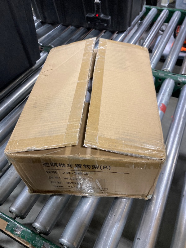 Photo 1 of 2-Tier Utility Rolling Cart Storage Organizer Sofa Side Table with Wheels, Under Desk Mobile Trolley Organizer with Handle and 2 Hanging Baskets for Office Home Kitchen Organization, Transparent