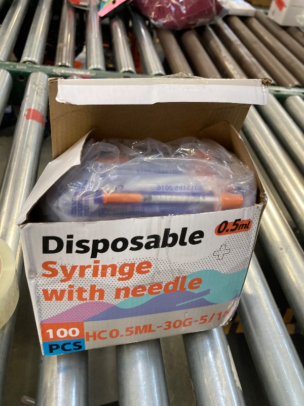 Photo 1 of 0.5ml 30G 5/16 Inch 8mm Syringe, Lab Syringes Individually Wrapped, Pack of 100