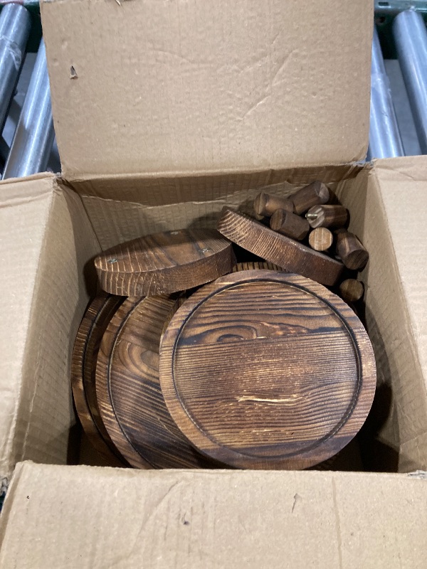 Photo 1 of HAOPENGYOU 8PCS Wooden Risers for Display Wood Cake Stand for Party Round Food Risers for Buffet Wooden Holder Rustic Riser for Decor Tiered Tray Decor Home Kitchen (Rustic, 8 PCS (10", 8”, 6”, 5”))