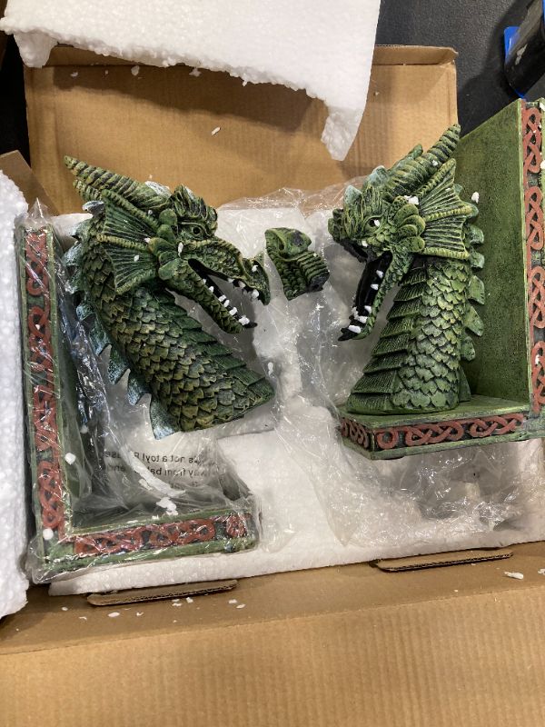 Photo 1 of *DAMAGED, PLEASE SEE PHOTO * Dragon Bookends for Shelves Set of 2 - Heavy Book Ends Book Supports for Shelves, 4.15 "x 3.25 "x7 Unique Dragon Design Copper?10 Inch?