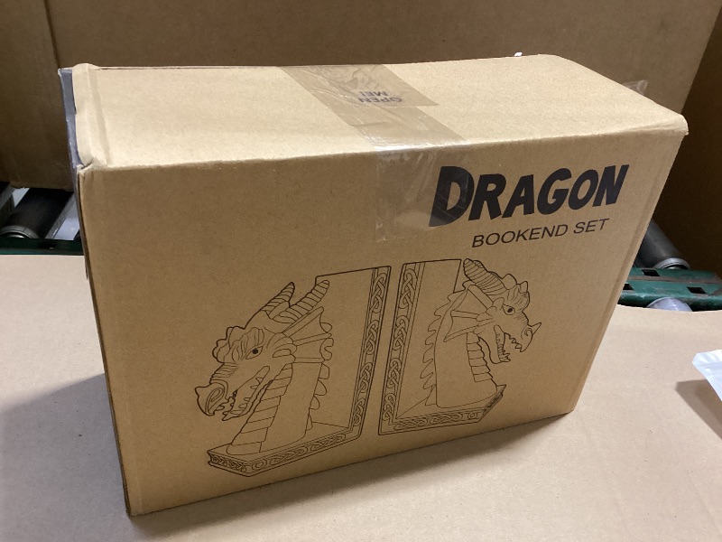 Photo 1 of *DAMAGED, PLEASE SEE PHOTO * Dragon Bookends for Shelves Set of 2 - Heavy Book Ends Book Supports for Shelves, 4.15 "x 3.25 "x7 Unique Dragon Design Copper?10 Inch?