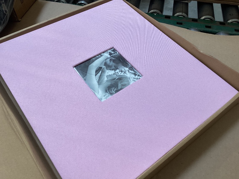 Photo 1 of 12x12 Inch Large 3 Ring Binder Scrapbook Album, Linen Cover Scrap Books 30 Pocket with Plastic Sleeves Protectors Display 60 Pages 12 x 12 Art Portfolio for Wedding Baby Adventure (Pink)