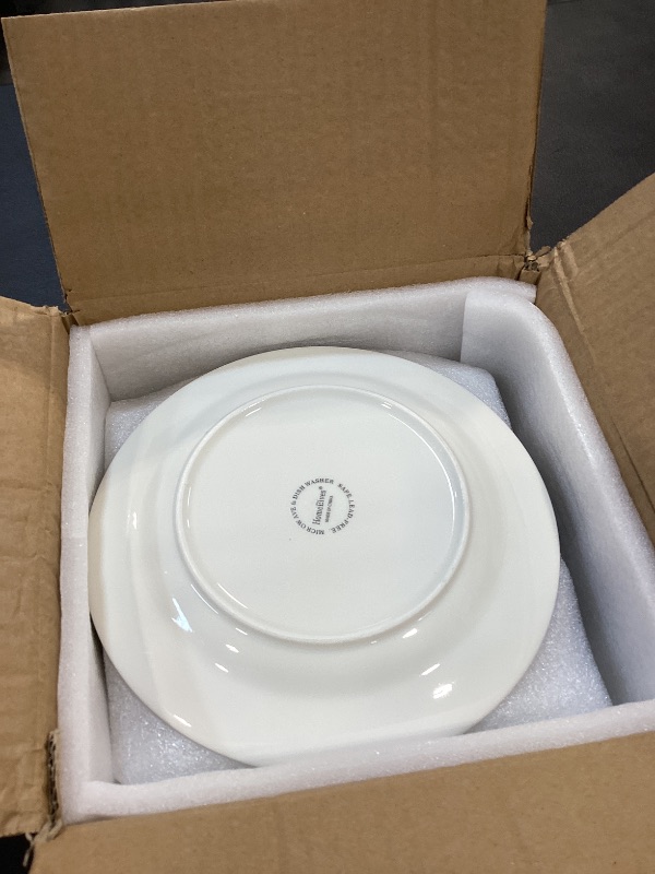 Photo 1 of HomeElves Salad Plates, 8.5 Inch Ceramic Plates Set of 6, Kitchen Plate Microwave Safe, White Porcelain Dessert Plate Porcelain Serving Dishes, Black