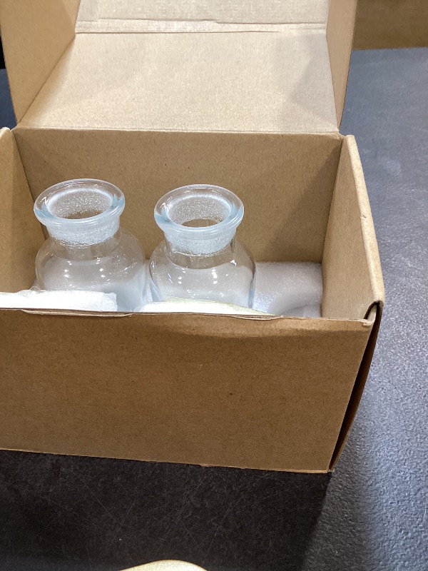 Photo 1 of PATIKIL Reagent Media Bottle, 2 Pcs 60ml Glass Wide Mouth Reagent Media Storage Bottle with Glass Ground Stopper for Lab Water Reagent Liquids, Chemistry, Science, Vase, Perfume, Clear