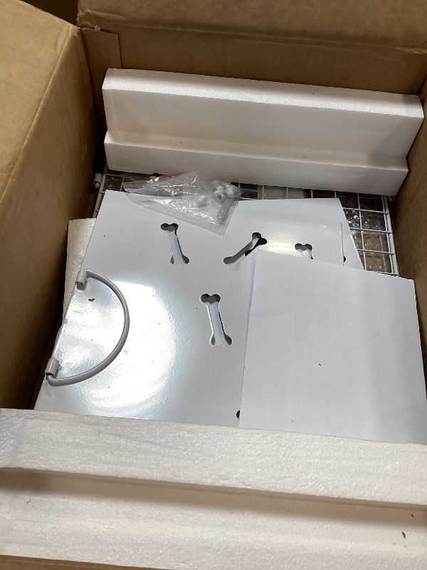 Photo 1 of Bfttlity Dog Toy Basket - Large Dog Toy Box with Handles and Label Position Design for Living Room, Metal Dog Toy Bin Storage for Dogs Chew Pets Toys, Blankets, Clothes, Food (White)