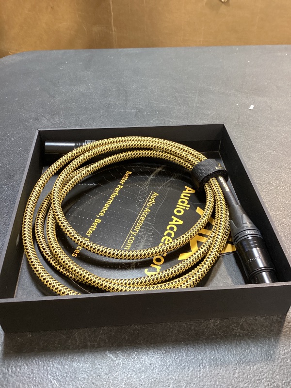 Photo 1 of AA AUDIO ACCESSORY Gold Series Star Quad Studio XLR Cables 6.6ft, Neutrik Connectors, 19AWG OFC, Kevlar-Reinforced Nylon Braided Handmade Microphone Cable, 100% OFC Braid and Al-Foil Shielding