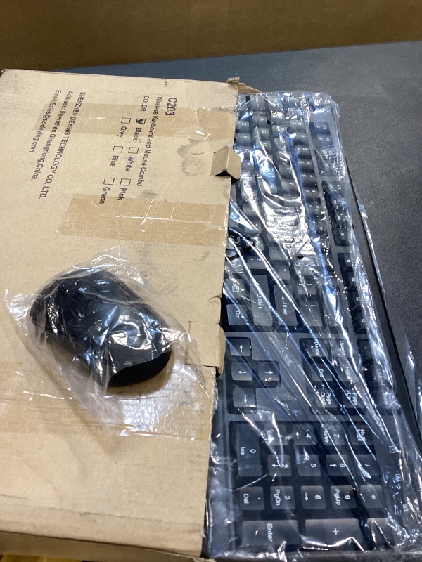 Photo 1 of Wireless Keyboard and Mouse Combo, Full-Sized 2.4GHz Wireless Keyboard with Comfortable Palm Rest and Optical Wireless Mouse for Windows, Mac OS PC/Desktops/Computer/Laptops (Black)