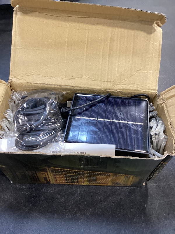 Photo 1 of 32.8 * 6.56FT Large Size Solar Curtain Lights Outdoor, 8 Modes Outdoor Curtain String Light, Solar Garden Christmas Lights Decortions for Patio, Gazebo, Eaves, Fence, Tree, Porch (Warm White)