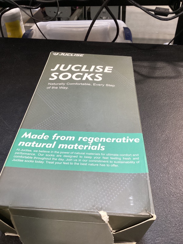Photo 1 of Juclise Bamboo Viscose Coolmax Compression Running Socks, Athletic Hiking Workout Gym Sports Tennis Hockey Wrestling, Breathable Padded Moisture Wicking Crew (M, Black+White+Blue)
