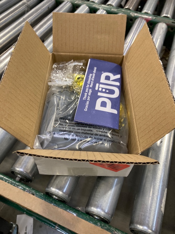 Photo 1 of PUR Plus Vertical Faucet-Mount Water Filtration System, Lead-Reducing Filter, Easy Installation, 100-Gallon Capacity, Compatible with External Aerators, Grey