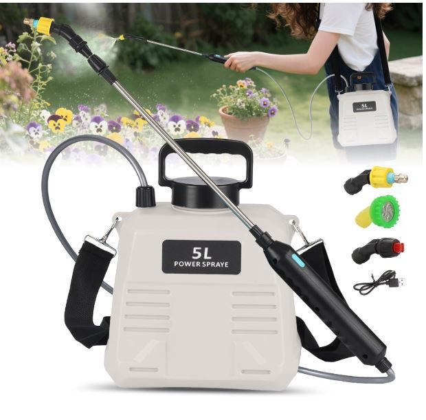 View 1 of * PARTS ONLY * Battery Powered Sprayer 1.35 Gallon, Upgraded Electric Garden Sprayer with 3 Nozzles & 4 Spray Modes, Rechargeable Handle, Retractable Wand and Adjustable Shoulder Strap for Weed Killer, Yard, BLUE