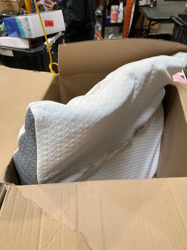 Photo 1 of Nordjager Wedge Pillow for Sleeping & Resting, 24"x24"x10" Memory Foam Cushion with Grey and White Patterned Polyester Cover, Ideal for Bedroom & Living Room – Comfortable Support for Adults