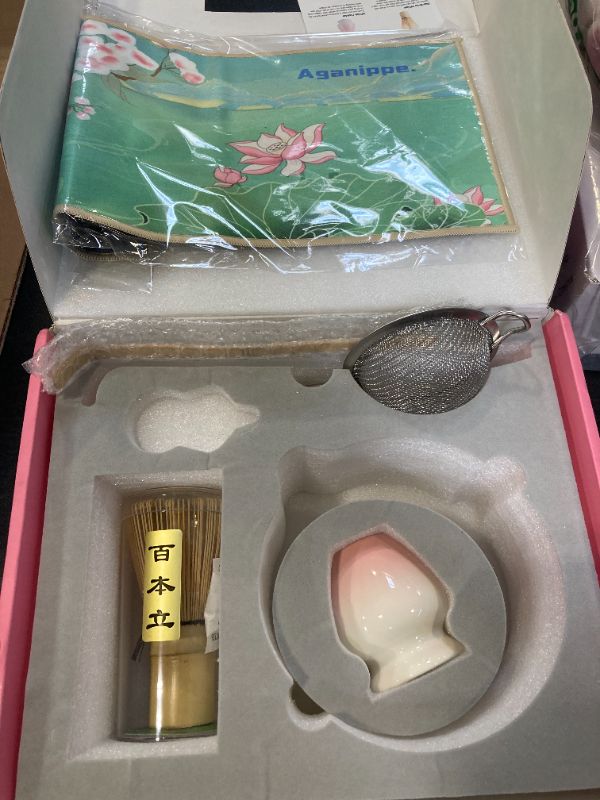 Photo 1 of 7 Pcs Matcha Whisk Set, Matcha Set Pink,Matcha Kit,Matcha Tea Set,Matcha Bowl Set with Pink Cat Scoop Holder, Tea Cloth, Sifter(Gradient Pink)