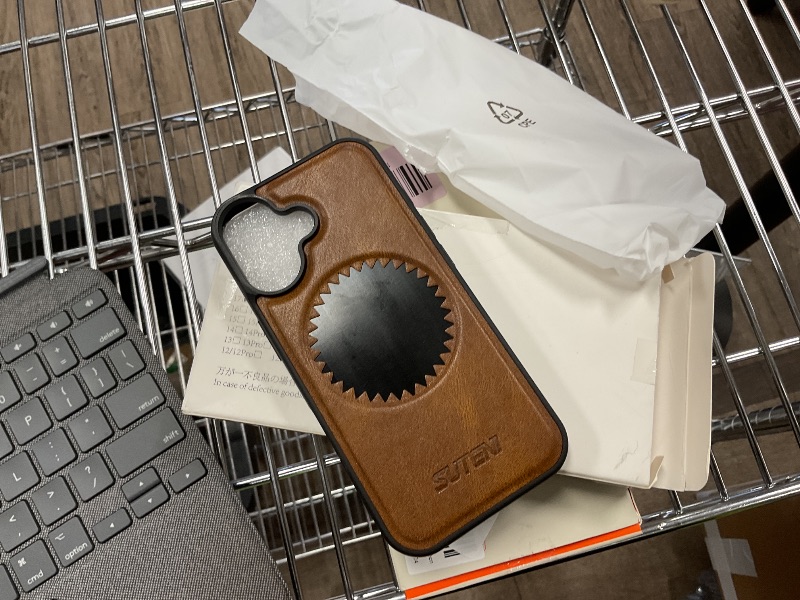 Photo 1 of JCGOOD Built-in 360° Rotatable Stand Case for iPhone 17 pro Leather Cover Compatible with MagSafe Wireless Charging, Invisible Kickstand, Military Grade Protection, Flip Kickstand, Brown