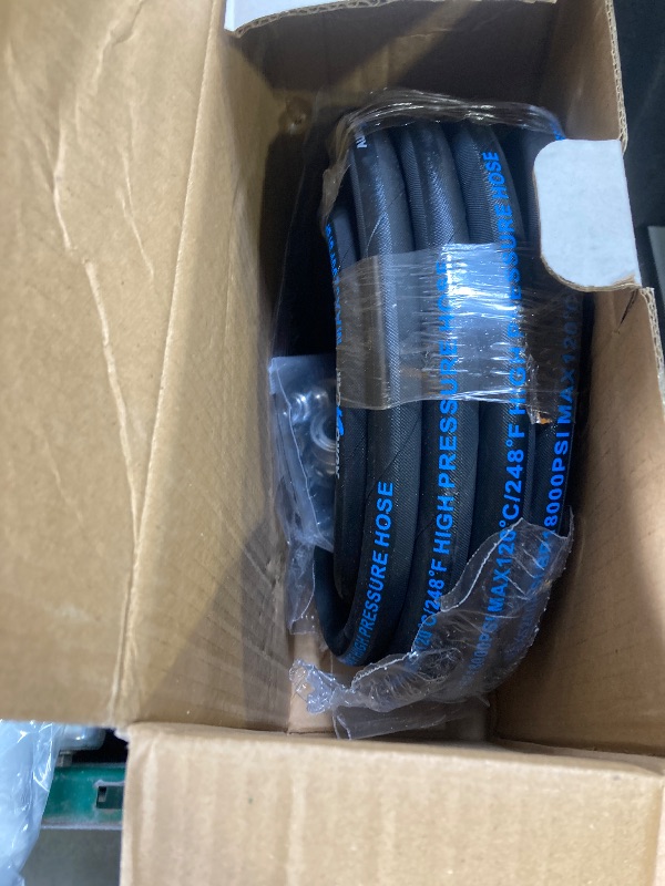 Photo 1 of 3/8'' Pressure Washer Hose 25FT, Kink Resistant High Tensile Wire Braided Power Washer Hose for Hot and Cold Water with 2 Pcs M22-14mm 3/8" Quick Connect Kit, 5200PSI Commercial Industrial Grade