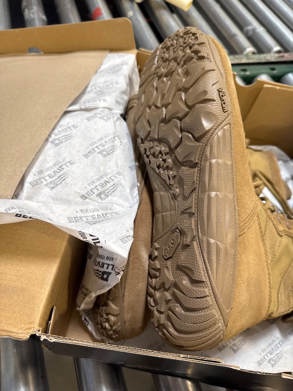 Photo 1 of Belleville Mini-Mil TR105 Tactical Boots for Men - Zero Drop Boots - Slip-Resistant Military Footwear - Breathable Desert Style - Full-Grain Cattlehide Leather - Soft-Toe Design - Coyote - 10