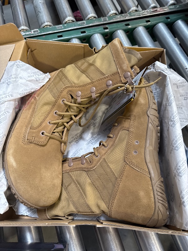 Photo 1 of Belleville Mini-Mil TR105 Tactical Boots for Men - Zero Drop Boots - Slip-Resistant Military Footwear - Breathable Desert Style - Full-Grain Cattlehide Leather - Soft-Toe Design - Coyote - 10