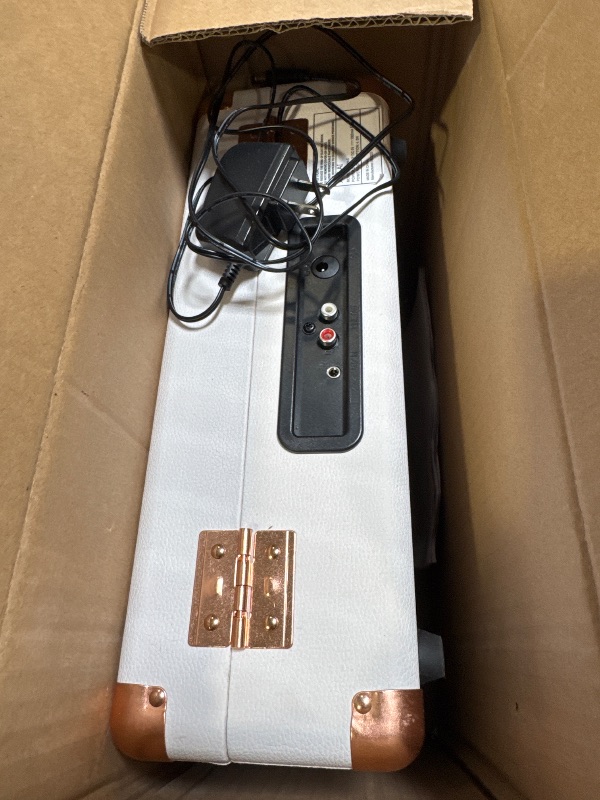 Photo 1 of 3-Speed Vinyl Record Player Turntable Portable Suitcase with Bluetooth, Rechargeable Battery, Aux/RCA/Headphone Jacks, Compact Retro Design for Vinyl Lovers