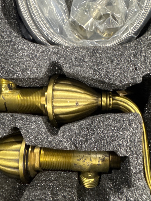 Photo 1 of LightInthebox® Bathroom Sink Faucet with 2 Handles 3 Holes Antique Brass Bathroom Vanity Faucet Basin Mixer Tap Faucet Matching Metal Pop-Up Drain Assembly