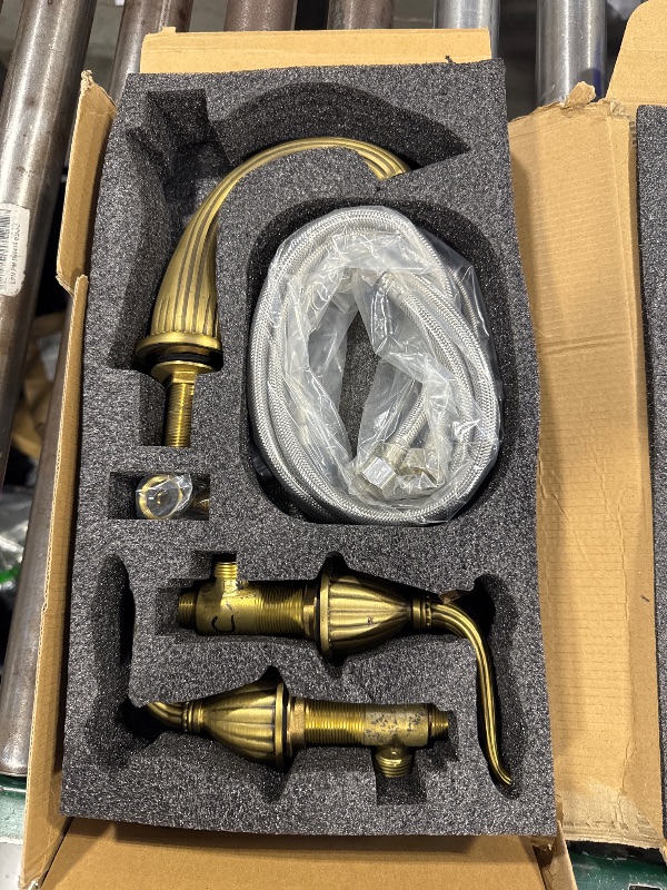 Photo 1 of LightInthebox® Bathroom Sink Faucet with 2 Handles 3 Holes Antique Brass Bathroom Vanity Faucet Basin Mixer Tap Faucet Matching Metal Pop-Up Drain Assembly