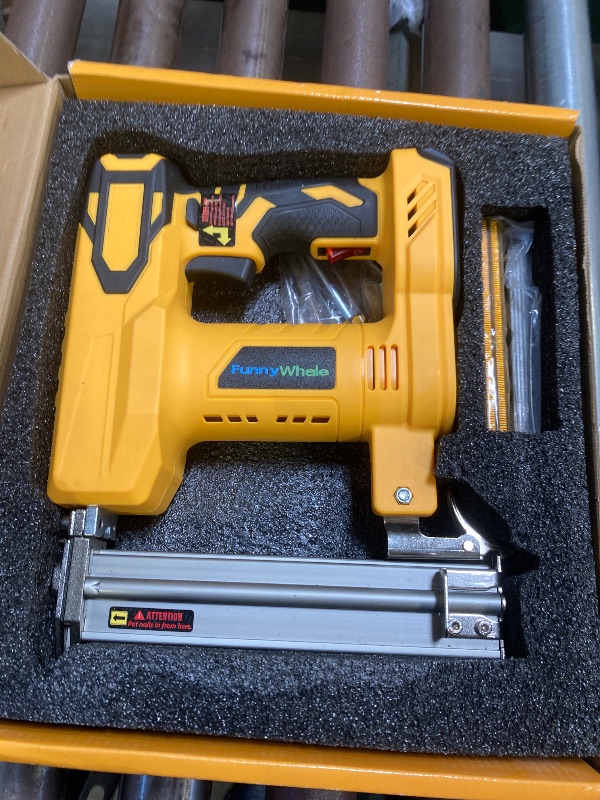 View 2 of 18 Gauge Brad Nailer/Narrow Crown Stapler Compatible with Dewalt 20V MAX Battery(NO Battery) 2 in 1 Cordless Nail Gun with 1000 Nails and 1000 Staples for Home Improvement, DIY and Woodworking