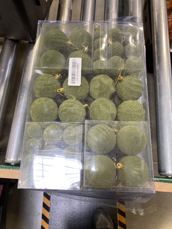Photo 1 of 100PCS Olive Green Velvet Christmas Ornaments Set, Shatterproof Flocked Christmas Balls Decorations Bulk, Christmas Hanging Ball Velvet Ornaments for Christmas Trees Festival Party Decor (Olive Green)