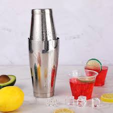 Photo 1 of Silver Cocktail Shaker Professional Bar Boston Shaker Set Stainless Steel Martini Shake Drink Mixer Basic Tool Weighted Shake Metal Can Bartending Tins for Beginner, 18oz