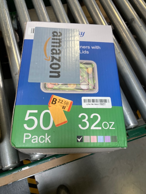 Photo 1 of 50 Pack (100-Piece) 32 oz Meal Prep Containers Reusable with Easy Open Lids, Sturdy Leakproof Food Safe, Microwave Freezer Dishwasher Safe, To Go Take Out Plastic Food Storage Pans with Lids, Black